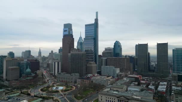 City Center Philadelphia Aerial View Drone Photography — 비디오