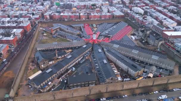 Eastern State Penitentiary Philadelphia Flying Prison Drone Photography — Wideo stockowe