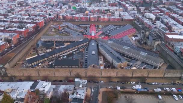 Eastern State Penitentiary Philadelphia Flying Prison Drone Photography — Vídeo de Stock