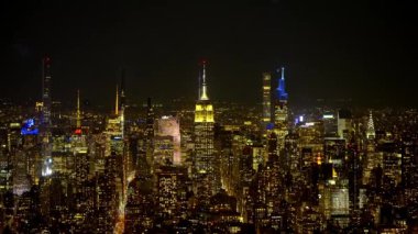 Aerial view over Midtown Manhattan at night - travel photography
