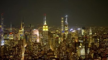 Aerial view over Midtown Manhattan at night - travel photography