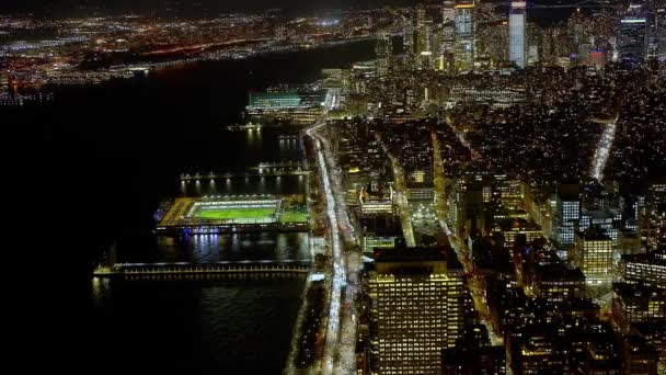 New York City City Lights Night Travel Photography — Vídeo de stock