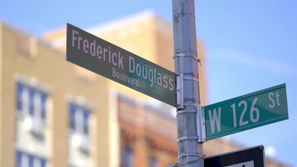 Frederick Douglass Boulevard Harlem New York Travel Photography — Stok Video