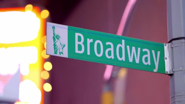 Broadway Street Sign Times Square New York Travel Photography — Vídeos de Stock