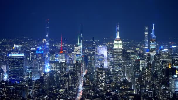 New York City City Lights Night Travel Photography — Vídeo de stock