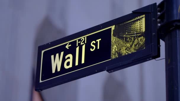 Słynna Wall Street Nowym Jorku Nowość York City Stany Zjednoczone — Wideo stockowe