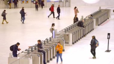 Path trains to New Jersey departing at World Trade Center - NEW YORK CITY, UNITED STATES - FEBRUARY 14, 2023