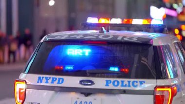 NYPD New York Police Car on duty - NEW YORK CITY, UNITED STATES - FEBRUARY 14, 2023