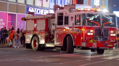Fire Department New York truck on duty - NEW YORK CITY, UNITED STATES - FEBRUARY 14, 2023