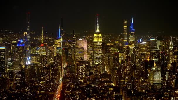 Midtown Manhattan Empire State Building Night New York City United — Vídeos de Stock