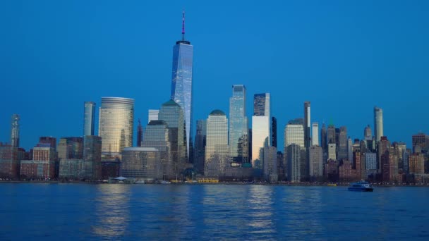 Skyline Downtown Manhattan Financial District New York United States February — стоковое видео