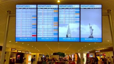 New York JFK Havaalanı 'ndaki kalkış masası - PHILADELPHIA, AMERİKA Birleşik Devletleri - 16 Şubat 2023