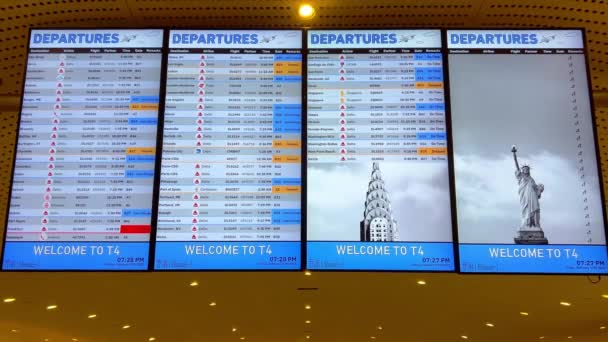 Таблица Вылетов Аэропорту Имени Джона Кеннеди Нью Йорке Филаделфия Сша — стоковое видео