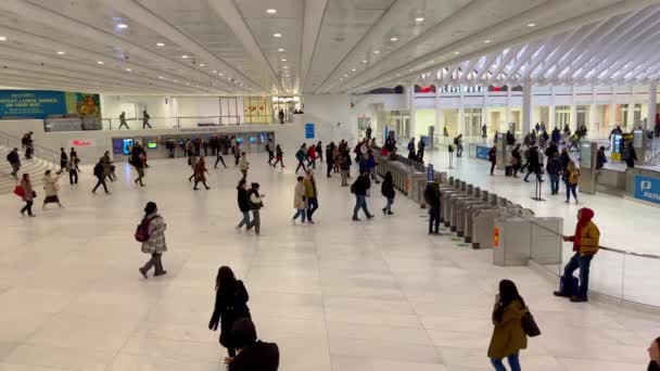 Ścieżka Dworzec Kolejowy Nowy Jork Godzinach Szczytu Nowy Rok Zjednoczone — Wideo stockowe