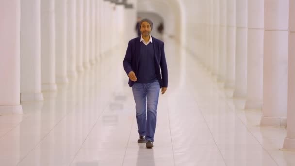 Επιχειρηματίας Περπατά Ένα Διάδρομο Ταξιδιωτική Φωτογραφία — Αρχείο Βίντεο