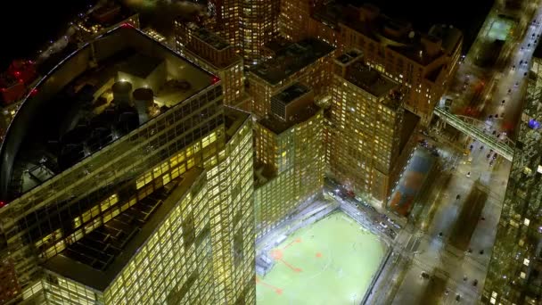 Нью Йорк Сверху Огни Города Ночью Фотографии Света — стоковое видео