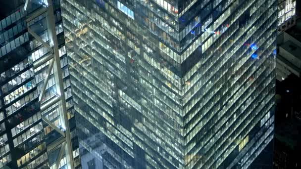 Moderni Skycrapers Ufficio Del Centro Manhattan Notte Fotografia Viaggio — Video Stock