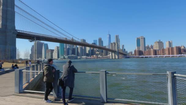 从布鲁克林大桥公园俯瞰布鲁克林大桥 旅游摄影 — 图库视频影像