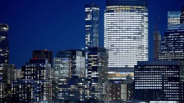 Dzielnica Finansowa Centrum Manhattanu Nocy Zdjęcia Wakacji — Wideo stockowe