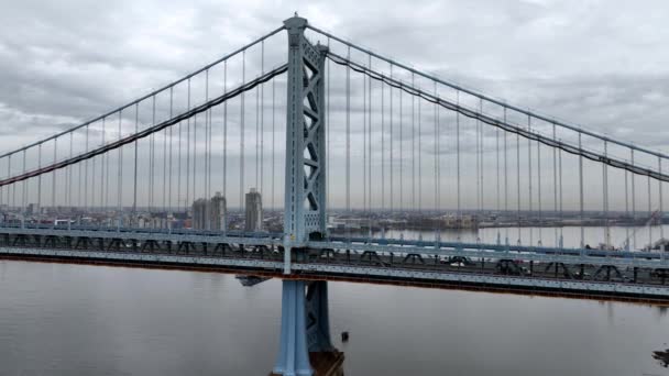 Most Benjamina Franklina Přes Řeku Delaware Filadelfii — Stock video