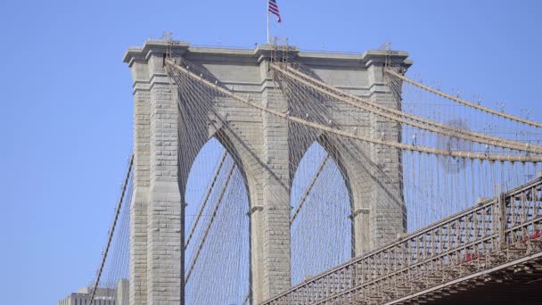 Διάσημη Γέφυρα Του Μπρούκλιν Στη Νέα Υόρκη Ταξιδιωτική Φωτογραφία — Αρχείο Βίντεο