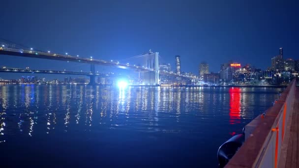Most Brookliński Nocy Fotografie — Wideo stockowe