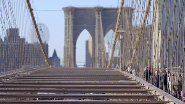 Ünlü Brooklyn Köprüsü New York Gezi Fotoğrafçılığı — Stok video