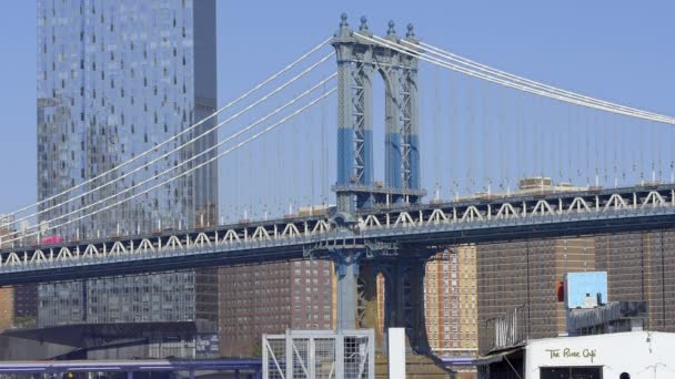 Manhattan Bridge Nowym Jorku Słoneczny Dzień Fotografie — Wideo stockowe