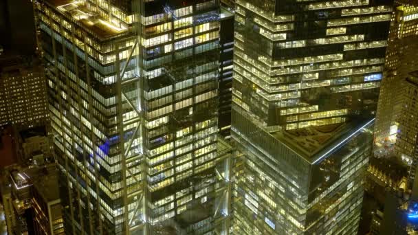 Moderni Skycrapers Ufficio Del Centro Manhattan Notte Fotografia Viaggio — Video Stock