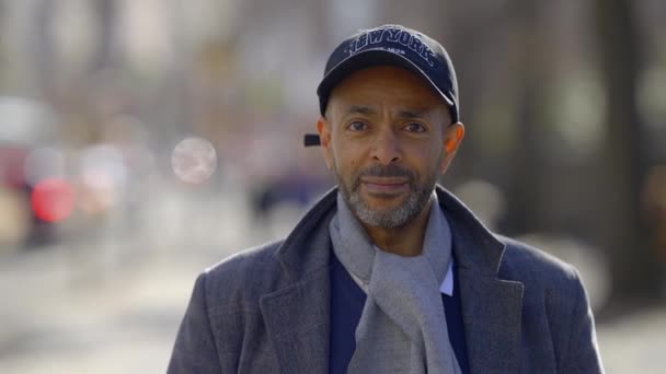 Afro American Man New York Fotografi Perjalanan — Stok Video