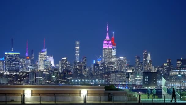 Midtown Manhattan Mit Empire State Building Bei Nacht Reisefotos — Stockvideo