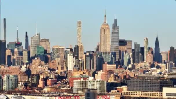 Midtown Manhattan Med Empire State Building Flygbilder Drönarfoto — Stockvideo