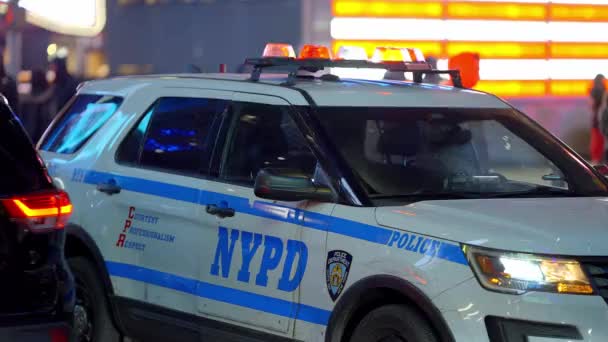 Nypd New York Police Car Duty Νέα Υόρκη Ηνωμένες Πολιτείες — Αρχείο Βίντεο