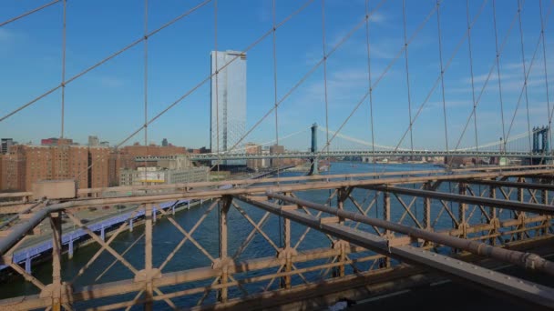 Brooklyn Bridge Nueva York Nueva York Estados Unidos Febrero 2023 — Vídeo de stock