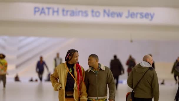 Caminho Comboios Para Nova Jersey Com Partida World Trade Center — Vídeo de Stock
