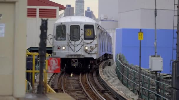 Tren Del Metro Nueva York Que Llega Estación Nueva York — Vídeos de Stock