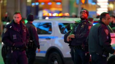 NYPD Police Officers on duty in Manhattan - NEW YORK CITY, UNITED STATES - FEBRUARY 14, 2023