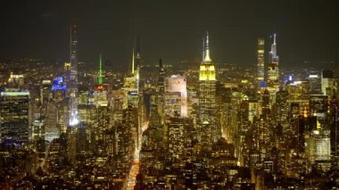 Yukarıdan New York Şehri - Gece Şehir Işıkları - New York Şehri, Birleşik Devletler - 14 Şubat 2023