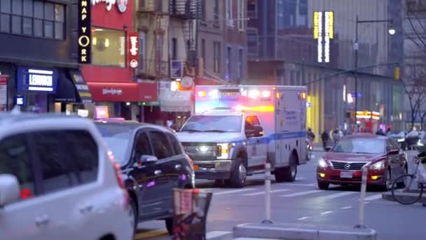 Carro Ambulância Nas Ruas Nova York Nova Cidade Iorque Estados — Vídeo de Stock
