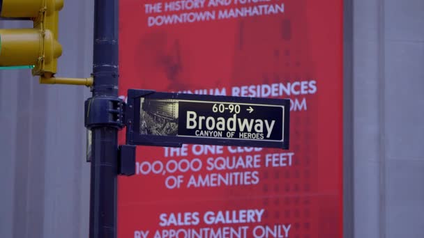 Cartel Broadway Centro Manhattan Nueva York City Estados Unidos Febrero — Vídeos de Stock