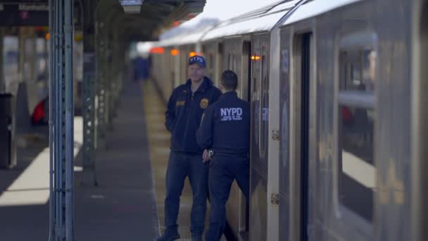 Oficiales Policía Del Metro Nueva York Nueva York City Estados — Vídeos de Stock