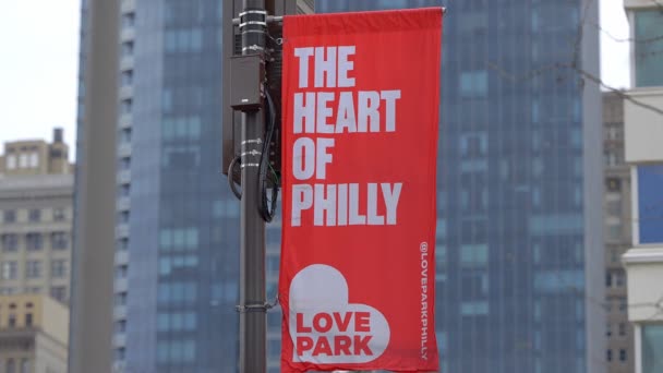 Love Park Heart Philly Philadelphia Stany Zjednoczone Luty 2023 — Wideo stockowe