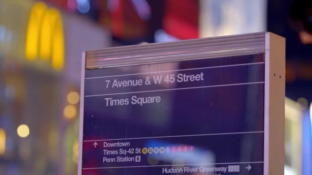 Richting Bord Times Square New York New York City Verenigde — Stockvideo
