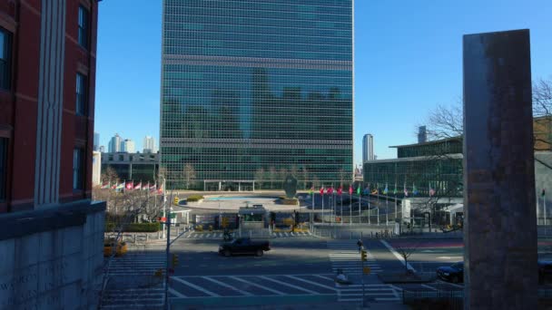 Έδρα Των Ηνωμένων Εθνών Στη Νέα Υόρκη Νέα Υόρκη Ηνωμένες — Αρχείο Βίντεο