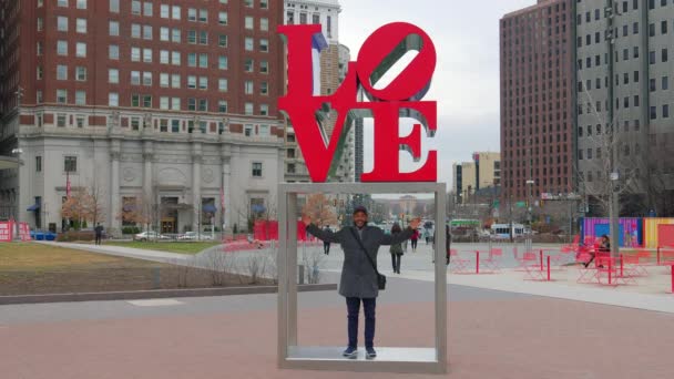 Señal Amor Parque Del Amor Filadelfia Filadelfia Estados Unidos Febrero — Vídeos de Stock