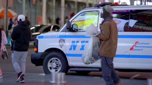 Nypd Carro Polícia Manhattan Nova Cidade Iorque Estados Unidos Fevereiro — Vídeo de Stock