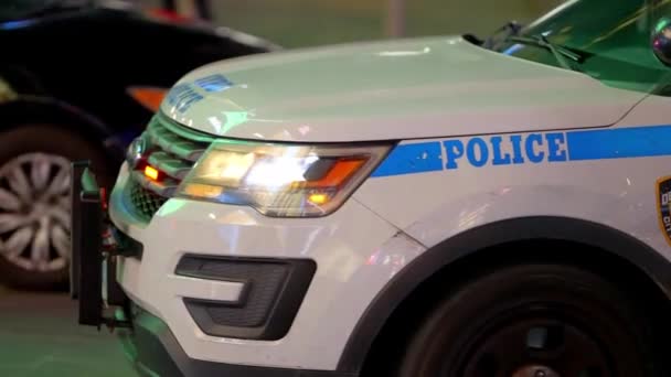 Nypd New York Police Car Duty Νέα Υόρκη Ηνωμένες Πολιτείες — Αρχείο Βίντεο
