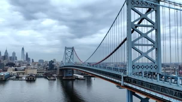 Vol Long Pont Benjamin Franklin Philadelphie Photographie Drone — Video