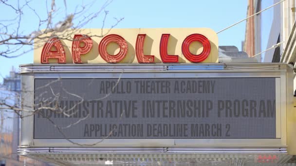 Apollo Theater Yang Terkenal Harlem New York New York City — Stok Video