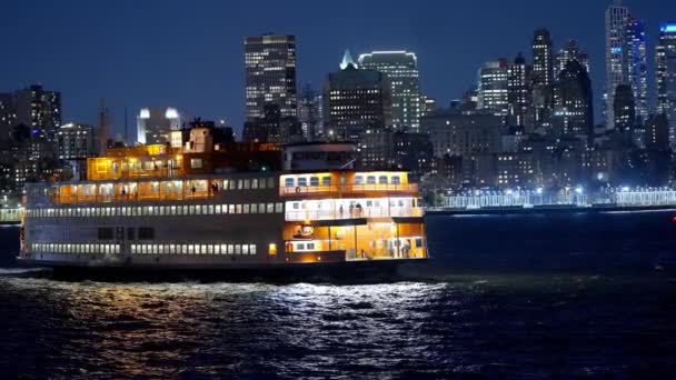 Staten Island Ferry New York Nachts New York City Verenigde — Stockvideo